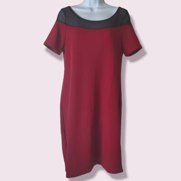 Pinkblush Maternity Solid Red-Black Color Round Neck Size Medium Dress New - Picture 1 of 7
